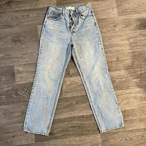 Aritzia denim forum Light blue high-waisted denim jean
